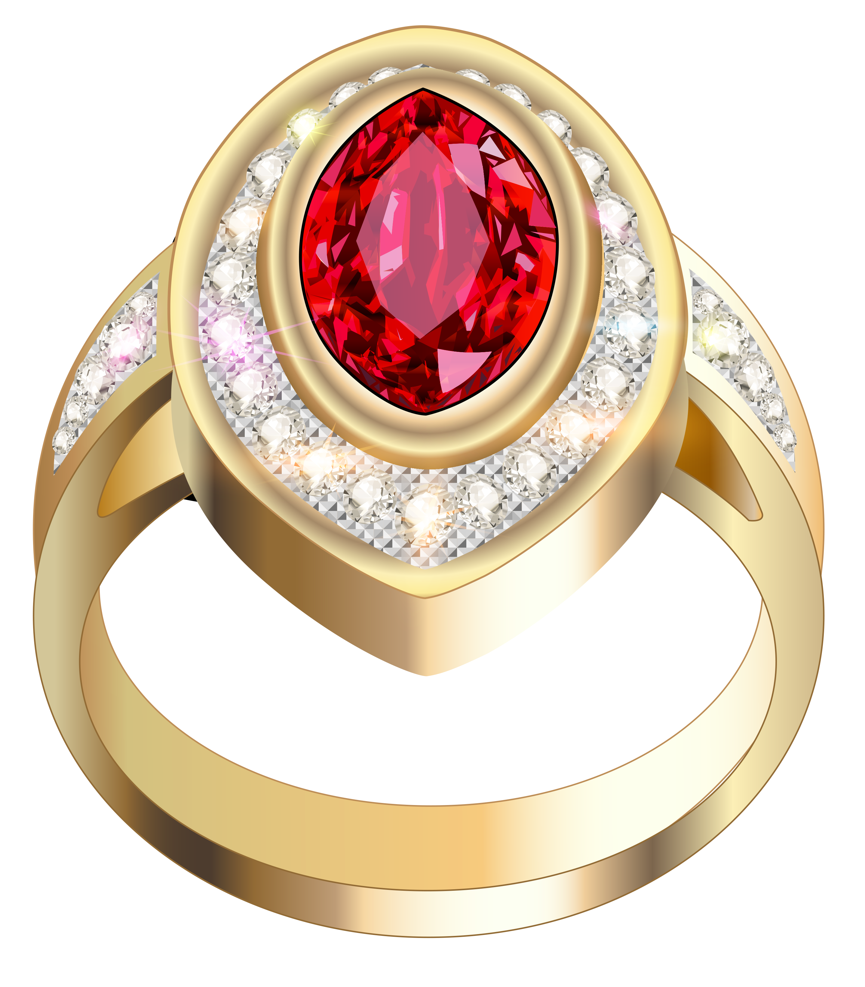 Special Round Ring - Red Diamond - One Carat Gold Plated – www.Gharri.pk